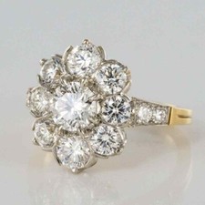 Art Deco Antique 2.20Ct White Diamond Vintage Engagement Ring 14K Yellow Gold FN