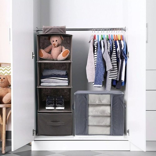 2x 90L Foldable Clothes Storage Box Durable Zip Bag Wardrobe Organiser Cube UK - Picture 2 of 9
