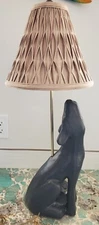Vintage Alsy / Cresswell Chalkware Plaster Table Lamp Howling Coyote Dog Wolf.