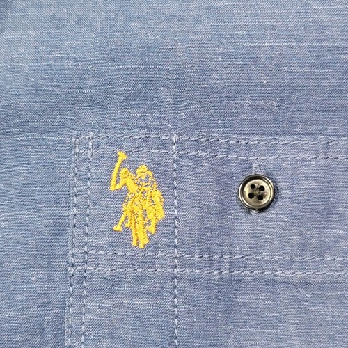 Camisa Polo de Estados Unidos para Hombres Grande Azul Sólida Bolsillos en el Pecho con Botones Nueva con Etiquetas - Imagen 3 de 10