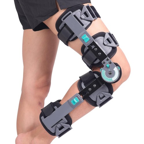 Hinged Knee Brace, Post Op ROM Adjustable Recovery Support for ACL, PCL, MCL,