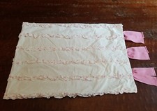 Pottery Barn Kids White Ruffle with Pink Dots Ribbons Standard Pillow Sham