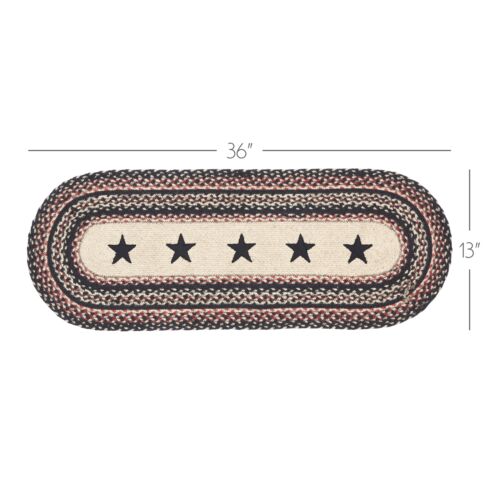 Table Runner Colonial Star Jute Country 13x36 Oval Kitchen Decor VHC Brands - Picture 2 of 5