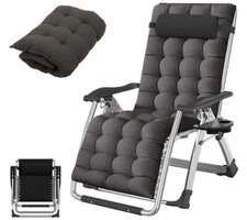 H&ZT Zero Gravity Chair Folding Lounge Chaise Patio Reclining Removable Pad