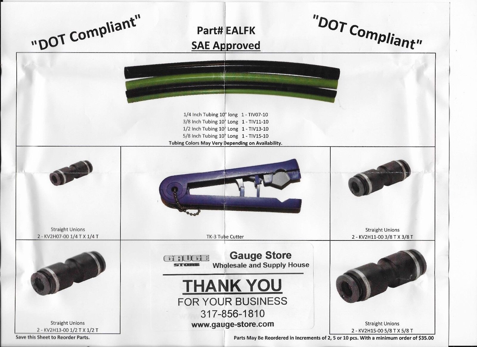 SMC Pneumatic Straight Fitting Repair Kit  5/8