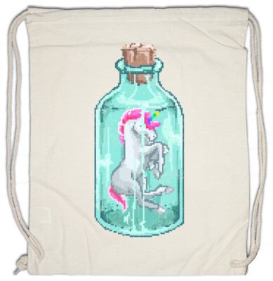 Unicorn Flask Turnbeutel Rainbow Fun Geek Nerd Pixel Retro 8 16 Bit Arcade