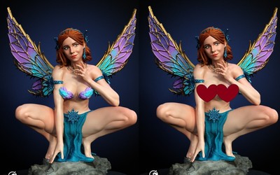 Fairy Fan art 3d printed 14k Resin figure  unpainted unassembled gk female Emma