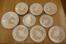Vintage Biltons Ironstone side plates and bowls, flower pattern, 9 pieces (MO)
