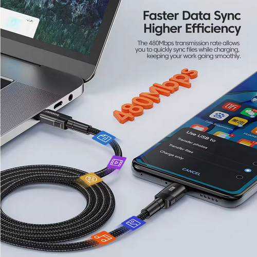 USB C na USB C kabel ładujący 1m kabel 60W kabel szybkiego ładowania do Samsung Xiaomi - Zdjęcie 4 z 6