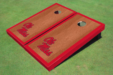 University Of Mississippi Red Rosewood Matching Border Cornhole Boards