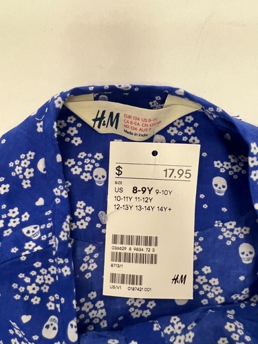 H&M Girl's Long Sleeve Solid Blouse Top Blue Top Size 8-9Y Retail $17.95 NWT - Picture 3 of 3