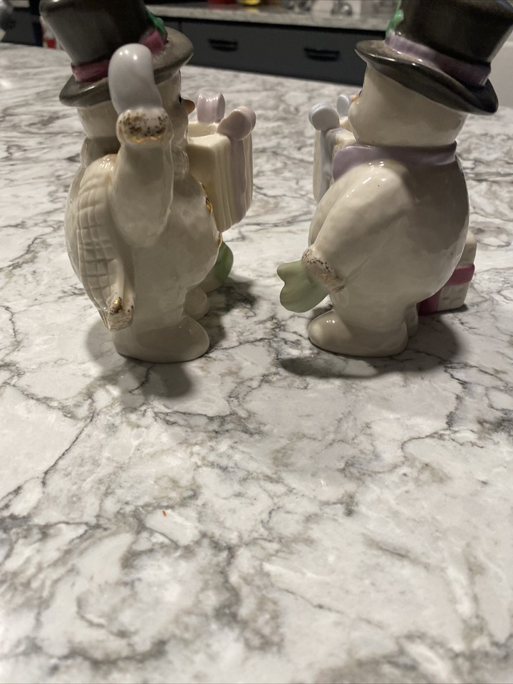 Lenox 2 Frosty SNOWMAN CANDLESTICKS Christmas Candle Sticks Holders eBay