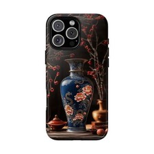 For iPhone/Galaxy/Pixel  Phone Ink Case - Porcelain Vase Painted Flowers
