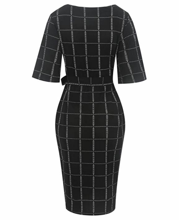 Chengqihan Women's Flare Sleeve Knee Length Business Bodycon Dress Medium |  eBay