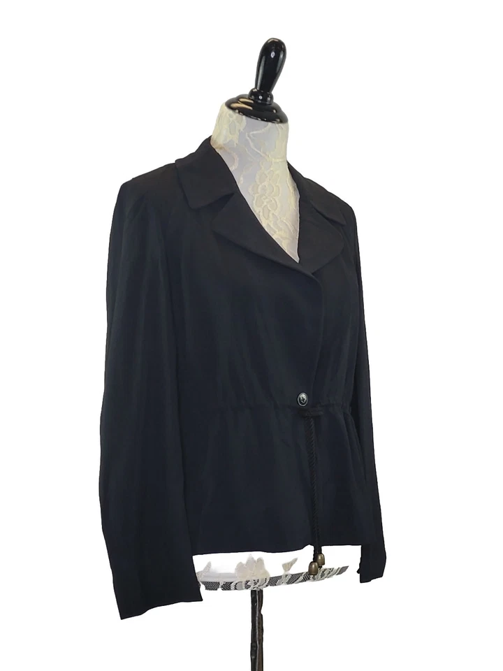 TALBOTS Collection 12 Petites Blazer Jacket Drawstring Waist Black Size NEW $248 - Image 2 of 4
