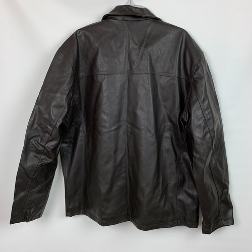 U.S. Polo Assn Jacket Brown Faux Leather Collared Zip Quilt Lined Pockets Sz XXL - Picture 2 of 10