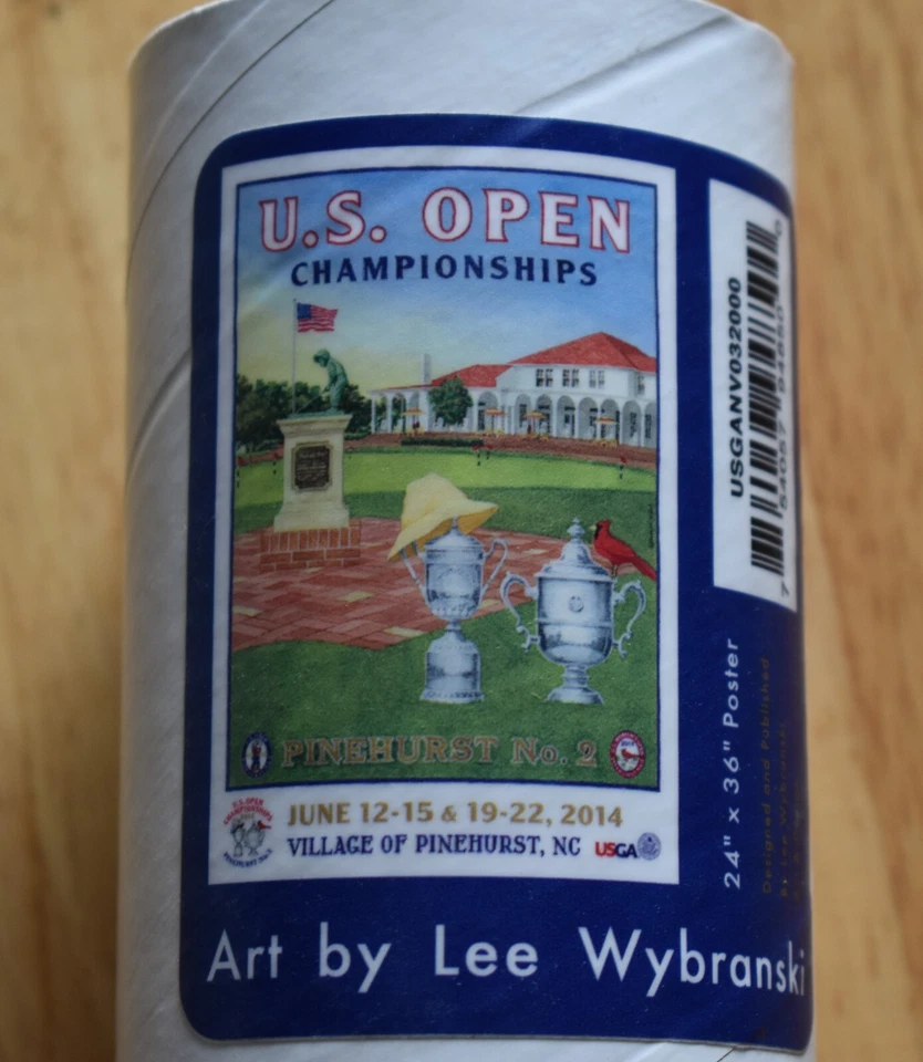 Póster de golf Lee Wybranski edición limitada 2014 US Open Pinehurst n.º 2 NUEVO Foto 2 de 4