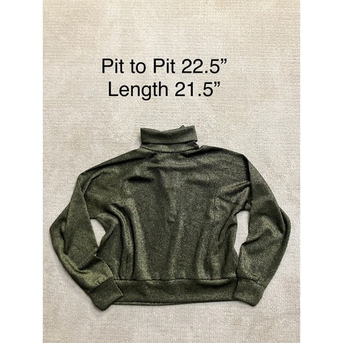 Spanx Half Zip Pullover Mock Neck Olive Green Gold Sparkle Top Size M - Picture 5 of 5