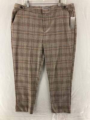 Sharagano Pants Mens XL Plaid Dress NWT Brown