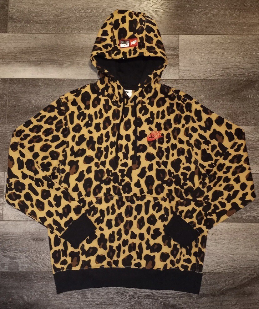 red nike hoodie with cheetah print