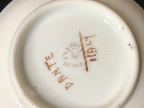 Antique Hand Painted Dante Porcelain Dish, Italy Bavaria Mark - Picture 6 of 7