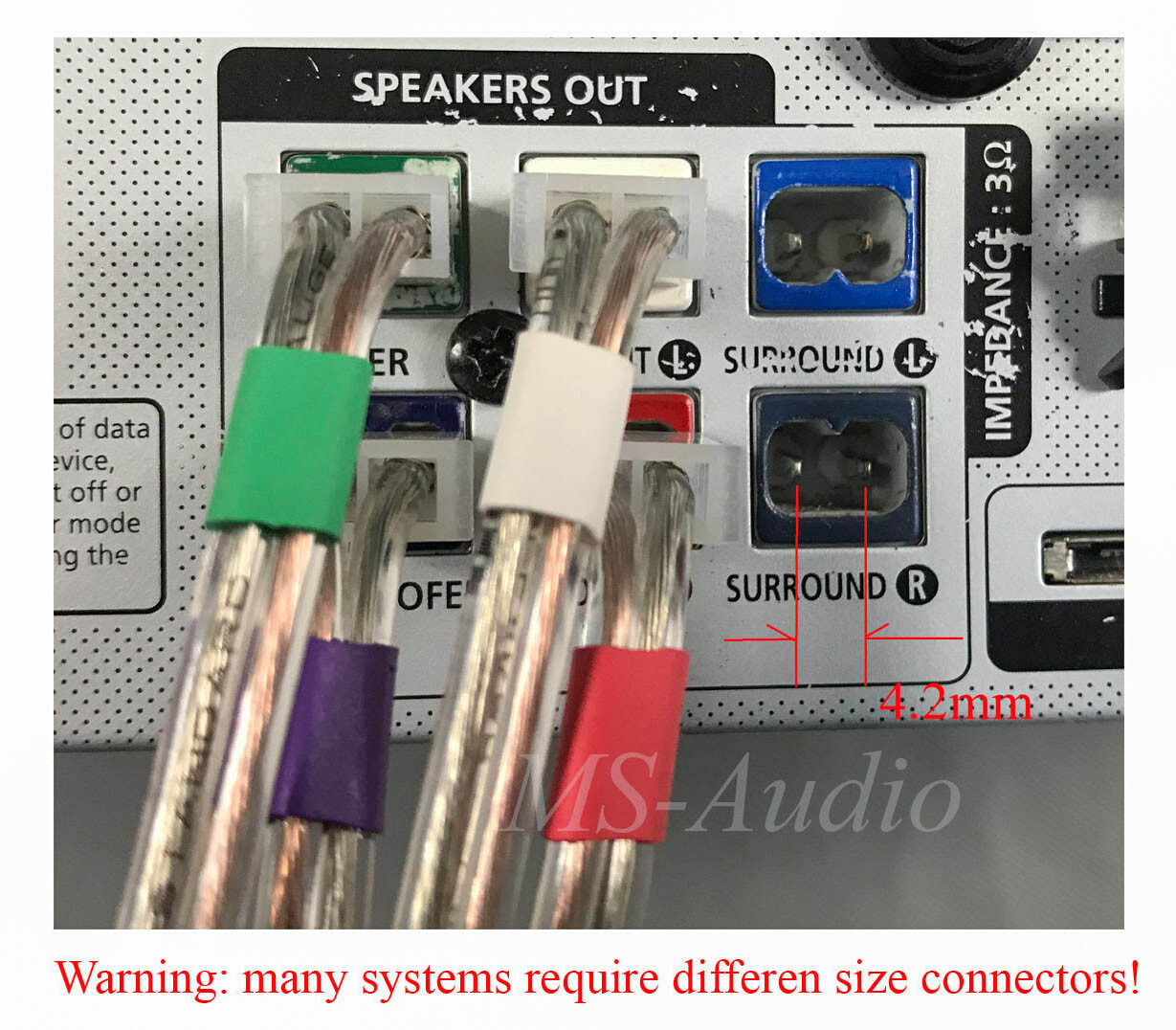 6 4.2mm speaker cable/wire plug/connectors for Select Sony Samsung home