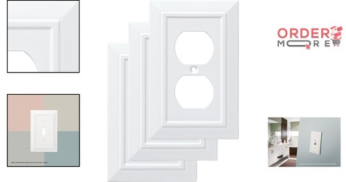 Outlet Covers Thermoset White 1-Gang Decorative Wall Plates Duplex Switches - Picture 2 of 10