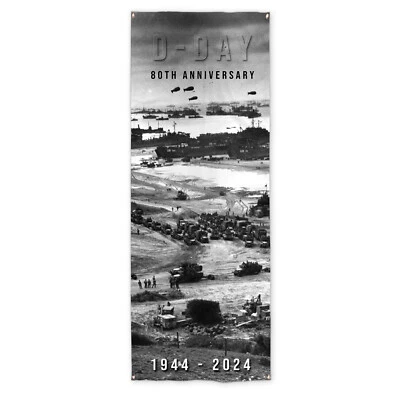 D-Day 80th Anniversaire - Tissu Porte Bannière/Drapeau - Photo 1/2