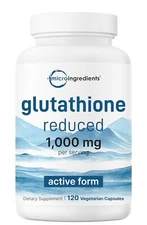 Glutathione 1000mg Reduced Form for Liver & Immune Support – 120 Veg Capsules