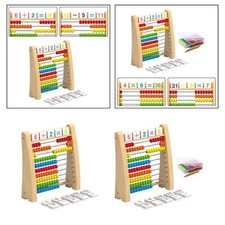 Wooden Abacus Educational Counting Toy Ten Frame Set Math Manipulatives for