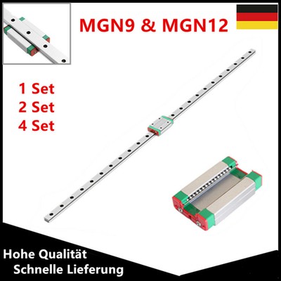 1/2/4 Set MGN9 mgn12 Linearführung Linearschienen 250-600mm Linear Rail + Block