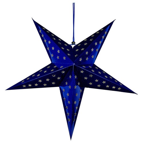 Papierstern 3D 10 LED blau Weihnachtsstern Faltstern Batterie mit Timer 5 Zacken - Bild 5 von 5
