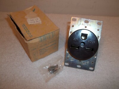 Vtg New Eagle Brown 30 Amp 250 Volt Flush Receptacle 2 Pole 3 Wire Grounding