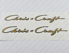 CHRIS CRAFT BOATS LOGO GOLD DECALS STICKERS 18" x 3" 2pcs.