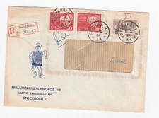 Sweden Old Registered Window Cover Frimarkshusets Engros sent to Israel 1966