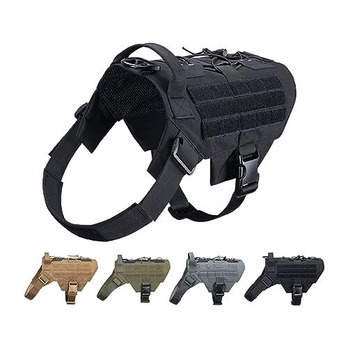 Dog Harness Tactical Military Dog Harness Adjustable M (Chest:28''-35'') Black