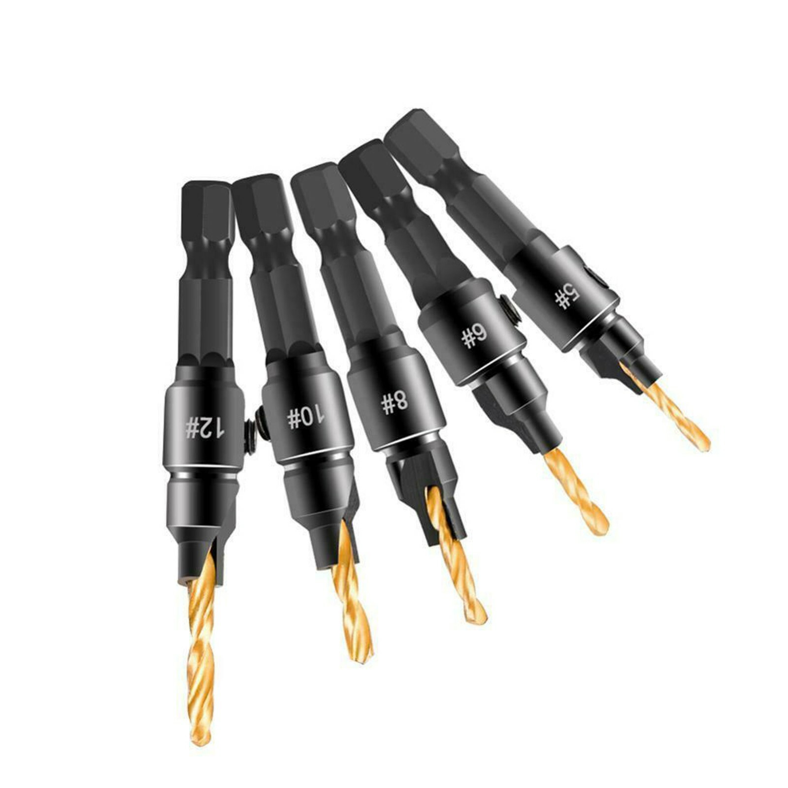 6pcs HSS 1/4" Hex Shank SAE Drill Tap Combination Bit Set Deburr
