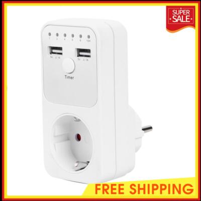 Dual USB EU Plug Timing Socket Timer Switch Countdown Outlet Controllers