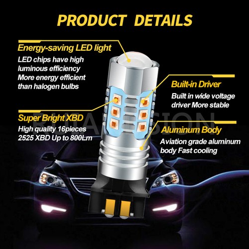 PW24W PWY24W LED 80W Turn Sign Light Daytime Running Light CANBUS 12V Amber - Picture 3 of 8