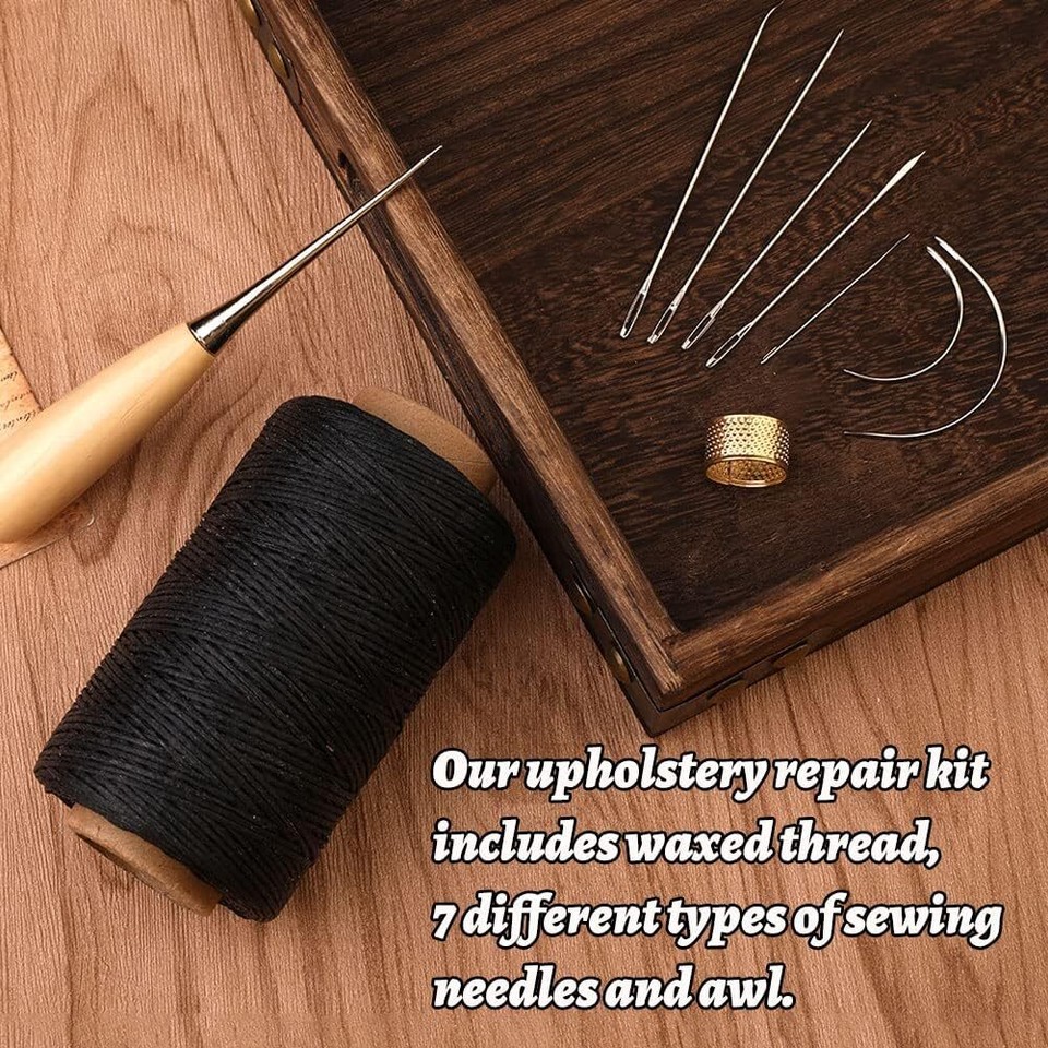Leather Upholstery Sewing Waxed Thread Kit, 273 Yards Waxed Thread