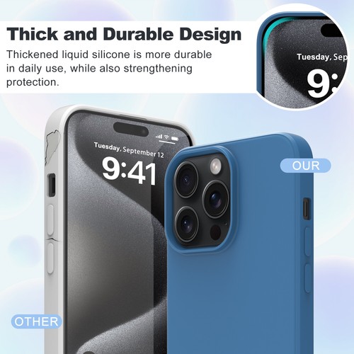 For iPhone 15/15Plus/15Pro/15ProMax Liquid Silicone Shockproof Case Hybrid Cover - Picture 47 of 63