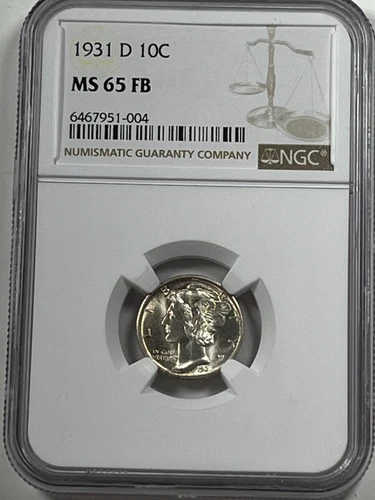 1931-D Mercury Dime : NGC MS65FB