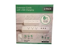 Jasco Extension Cords w/USB Charging 2Pk 8ft ...