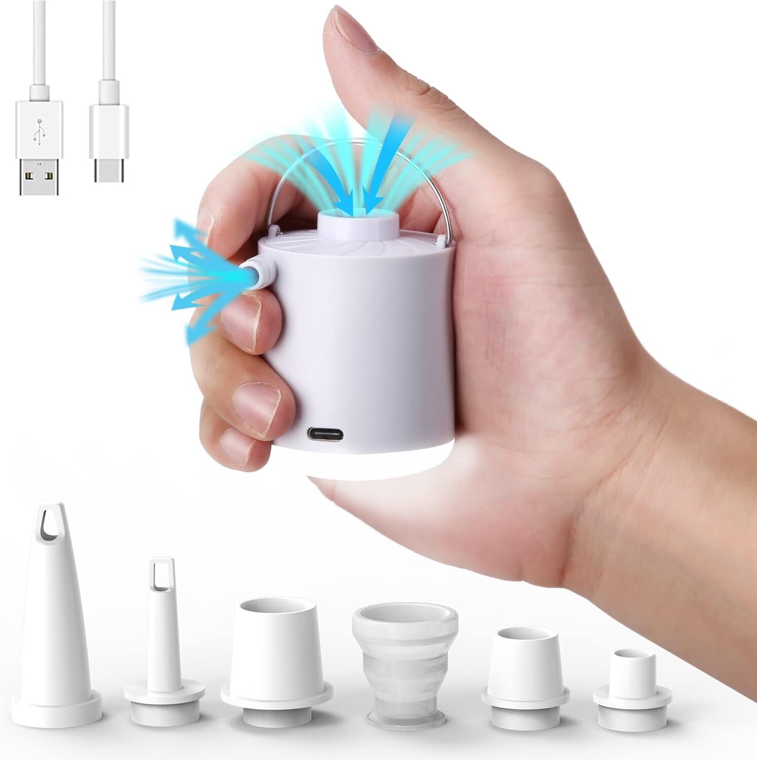 Mini Portable Air Pump for Inflatables,USB Rechargeable Air Mattress inflator wi