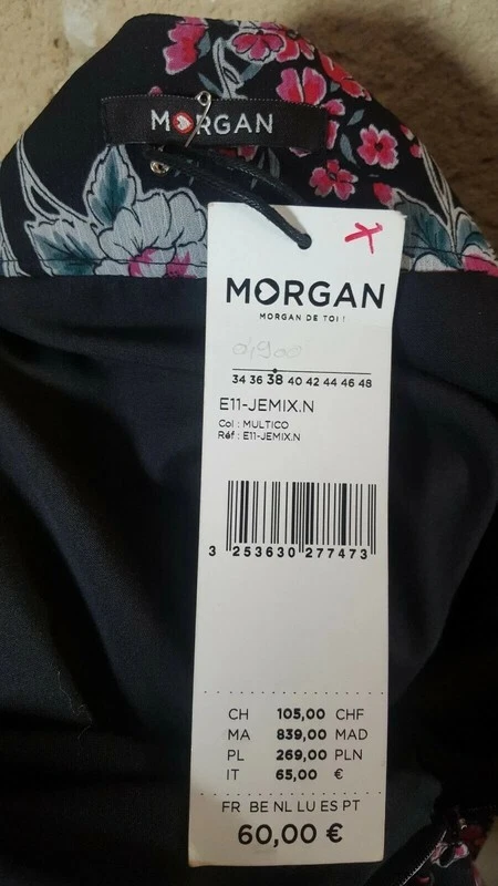 Valeur 60 € Morgan Taille 38 NEUF jupe doublée noir rose polyester - Photo 3/3