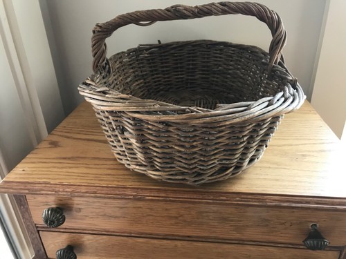 Antique Primitive Gathering Basket 17 L x 12 W x 4 1/2 H - Picture 3 of 7