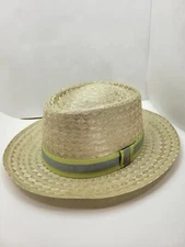 BORSALINO GOLD BAKU LIGHTWEIGHT STRAW PORK PIE MADE IN ITALY