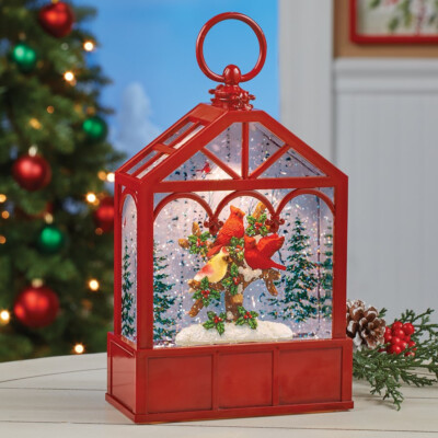 Lighted Musical Red Cardinal Water Lantern Snow Globe - Plays 8 ...