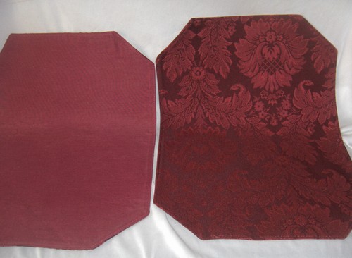 Vintage 8 Stück Tisch Tischsets Burgund Wein Brokat Blumen 12/17 Abwaschbar SCHÖN - Bild 3 von 13