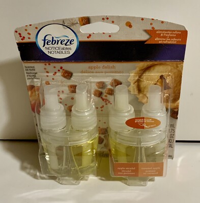 Pack Of 2 Febreze Noticeables Oil Refills Apple Delish Apple Strudel  Caramel